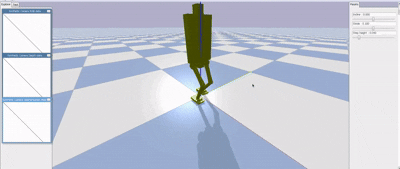 Biped walking preview control simulation